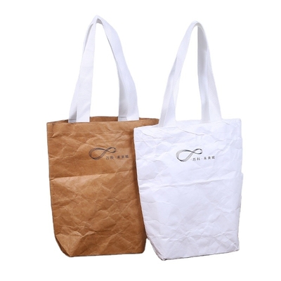Custom Goods Brown Tote Storage Paper Beach Tyvek Folding Waterproof Washable Shopping Bag