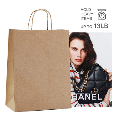 [Free Shipping] Brown Biodegradable Kraft Paper Bags Packaging Gift Take Out Paper Bag With Handles