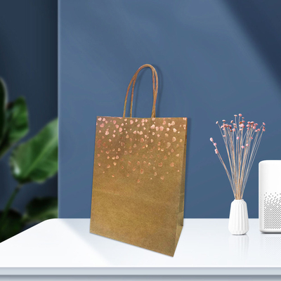 Recyclable Chic Hot Stamping Gold Kraft Paper Bag Gift Bag Party Supplies Wedding Favors Baby Giftgs