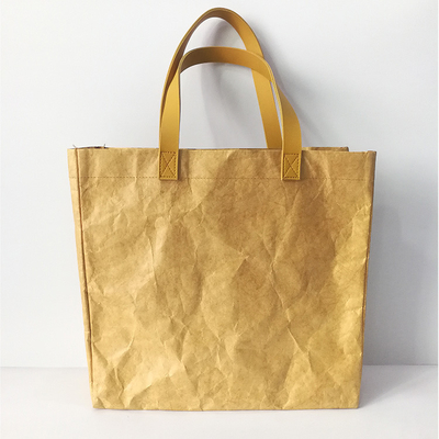 Washable Eco-friendly Dupont Tyvek Paper Tote Bag Daily Life Tote Bag With Adjustable Shoulder Strap Leather Handle