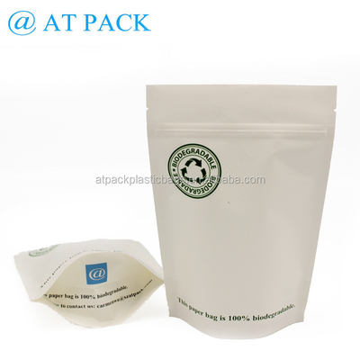 Recyclable Custom Printed Biodegradable Food Grade Kraft Paper Pla Child Proof Stand Up Pouch Packaging Bags With Zip Lock