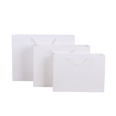 White Recyclable Matt Shopping Bag High Quality Kraft Paper Bag White Paper Tote Bag With Custom Logo